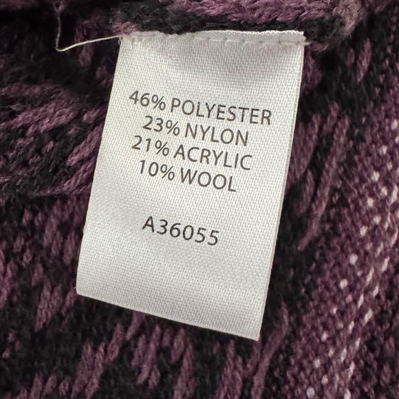 Appleseeds Petites Purple Black Snowflake Fair Isle Zip Up‎ Cardigan Sweater PL - Picture 7 of 7